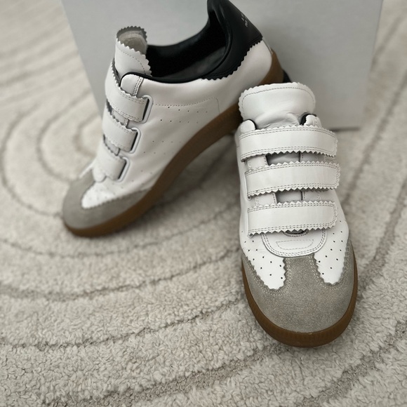 Isabel Marant Beth Perforated Leather Grip-Strap Sneaker Size 39 (US 8) - Picture 7 of 8